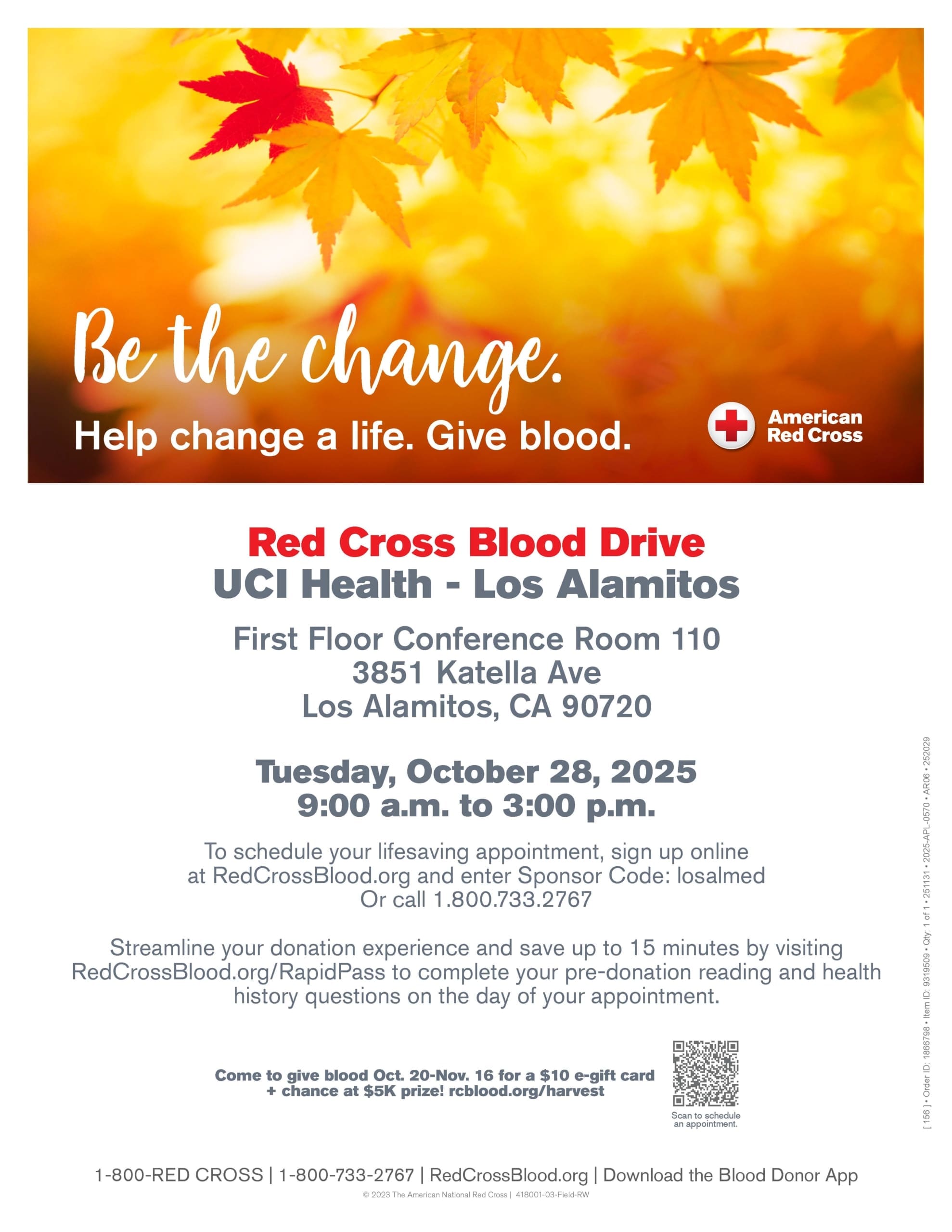 UCI Health Blood Drive- Los Alamitos, Tuesday, October 28, 2025